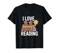 I Love Reading Stack of Books Eyewear Light Value Graphic T-Shirt, Men, Black, XL