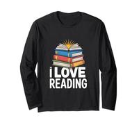 I Love Reading Stack of Books Open Book Long Sleeve T-Shirt