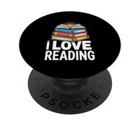 I Love Reading Stack Of Books Open Book PopSockets Adhesive PopGrip