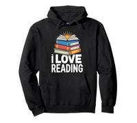 I Love Reading Stack Of Books Open Book Pullover Hoodie