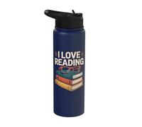 I Love Reading Stack of Books with Glasses Stainless Steel Insulated Water Bottle