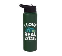 I Love Real Estate Enthusiast Pride Stainless Steel Insulated Water Bottle