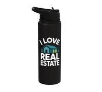 I Love Real Estate Enthusiast Pride Stainless Steel Insulated Water Bottle