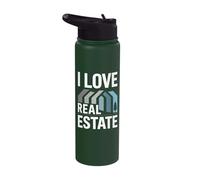 I Love Real Estate Home Buildings Stainless Steel Insulated Water Bottle
