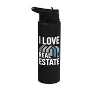 I Love Real Estate Home Buildings Stainless Steel Insulated Water Bottle