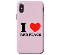 I Love Red Flags Funny Toxic Relationship Humor Pun Design Case for iPhone X/XS