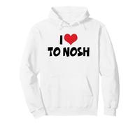 I Love Red Heart To Nosh - Yiddish Slang Eat Snack Nibble Pullover Hoodie
