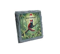 I Love Red Pandas Bamboo Forest Slate Coaster - Adorable Wildlife Design (slco-kf25-loveredpandaskvd)