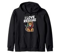 I Love Reggae Lion Rasta Crown Colors Zip Hoodie