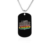 I Love Reggae Music Couples Memorial Necklaces for Women Men Square Titanium Steel Chains Pendant Jewelry Gift