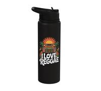 I Love Reggae Music Tropical Boombox Stainless Steel Insulated Water Bottle