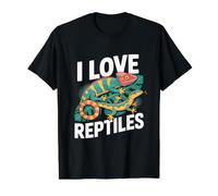 I Love Reptiles Chameleon Gecko Fans Value Graphic T-Shirt, Men, Black, M