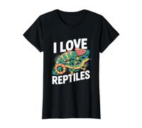 I Love Reptiles Chameleon Gecko Fans Value Graphic T-Shirt, Women, Black, S
