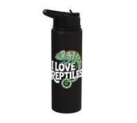 I Love Reptiles Chameleon Illustration Stainless Steel Insulated Water Bottle
