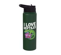 I Love Reptiles Gecko Orchid Design Stainless Steel Insulated Water Bottle