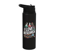 I Love Research Science Chemistry DNA Stainless Steel Insulated Water Bottle