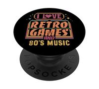 I Love Retro Games and 80s Music Arcade Video Games PopSockets Adhesive PopGrip