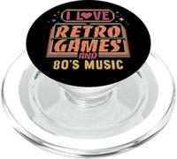 I Love Retro Games and 80s Music Arcade Video Games PopSockets PopGrip for MagSafe