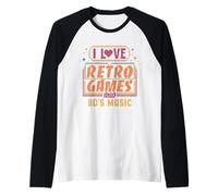 I Love Retro Games and 80s Music Arcade Video Games Raglan Baseball Tee