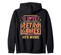 I Love Retro Games and 80s Music Arcade Video Games Zip Hoodie