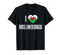 I Love Rhosllanerchrugog Wales Flag Heart Dragon Welsh T-Shirt
