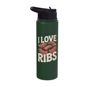 I Love Ribs Barbecue Meat Lovers BBQ Stainless Steel Insulated Water Bottle