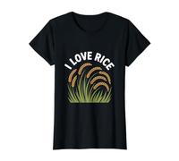 I Love Rice Grains Wholesome Fields Value Graphic T-Shirt, Women, Black, S