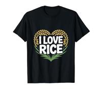 I Love Rice Heart Wheat Design Value Graphic T-Shirt, Men, Black, M
