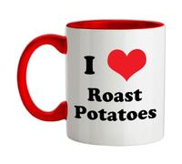 I Love Roast Potatoes - 11oz - Ceramic Two-Tone Mug for Coffee/Tea - Red/White - One Size