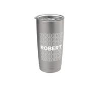 I Love Robert Retro Pattern Personalized First Name Stainless Steel Insulated Tumbler