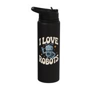 I Love Robots Enthusiasts Spark Joy Stainless Steel Insulated Water Bottle