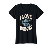 I Love Robots Enthusiasts Spark Joy Value Graphic T-Shirt, Women, Black, M