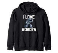 I Love Robots Fun Robotics Lover Design Zip Hoodie