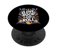 I Love Rock And Roll Band Music Design PopSockets Adhesive PopGrip