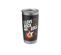 I Love Rock and Roll Electric Guitar Art Stainless Steel Insulated Tumbler