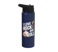 I Love Rock and Roll Electric Guitar Stainless Steel Insulated Water Bottle