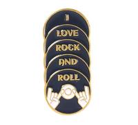 I Love Rock And Roll Enamel Lapel Pin With Hand Gesture Music Inspired Vertical Text Design Decorative Collectible Badge 3cm x 1cm Hard Enamel Metal For Jackets Bags Backpacks And Gifts