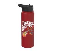 I Love Rock and Roll Guitar Music Stainless Steel Insulated Water Bottle