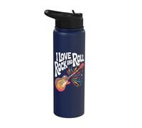 I Love Rock and Roll Guitar Music Stainless Steel Insulated Water Bottle