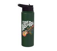I Love Rock and Roll Guitar Music Stainless Steel Insulated Water Bottle
