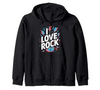 I Love Rock Electric Guitar Music Passion Zip Hoodie