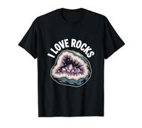 I Love Rocks Geode Gemstone Crystal Lover Value Graphic T-Shirt, Men, Black, L