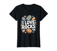 I Love Rocks Geology Enthusiast Fun Expression Value Graphic T-Shirt, Women, Black, S