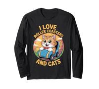 I Love Roller Coasters And Cats Amusement Park Long Sleeve T-Shirt