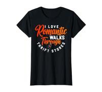 I Love Romantic Walks Through Thrift Stores Value Graphic T-Shirt, Women, Black, XL
