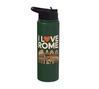 I Love Rome Colosseum Architecture Stainless Steel Insulated Water Bottle