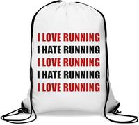 I Love Running I Hate Running Gym Sack Casual Drawstring Bag White