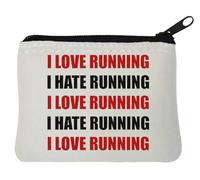 I Love Running I Hate Running Neoprene Coin Purse Pouch 10x11cm White