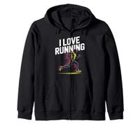 I Love Running Passionate Runner Spirit Zip Hoodie