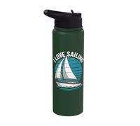 I Love Sailing Nautical Boat Art Stainless Steel Insulated Water Bottle